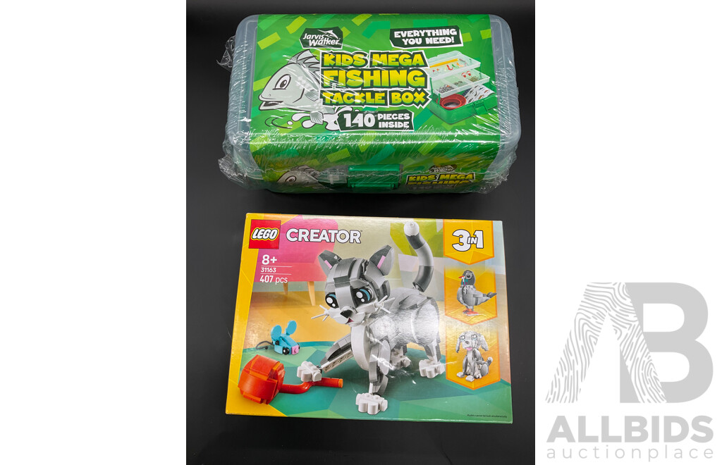 LEGO Creator (31163) and Kids Mega Fishing Tackle Box - Lot of 2
