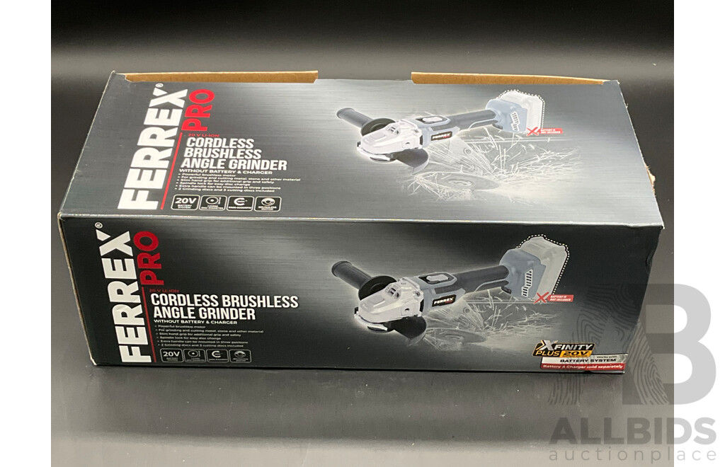 FERREX Pro 20V Cordless Brushless Angle Grinder - Skin Only