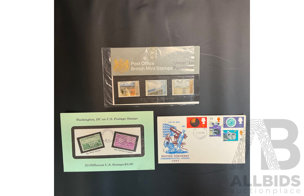 Used Envelope and Stamp Album Including South Africa, Mauritius, Aitutaki, and More