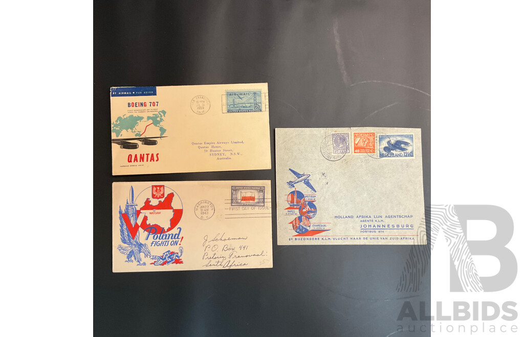 Used Envelope and Stamp Album Including South Africa, Mauritius, Aitutaki, and More