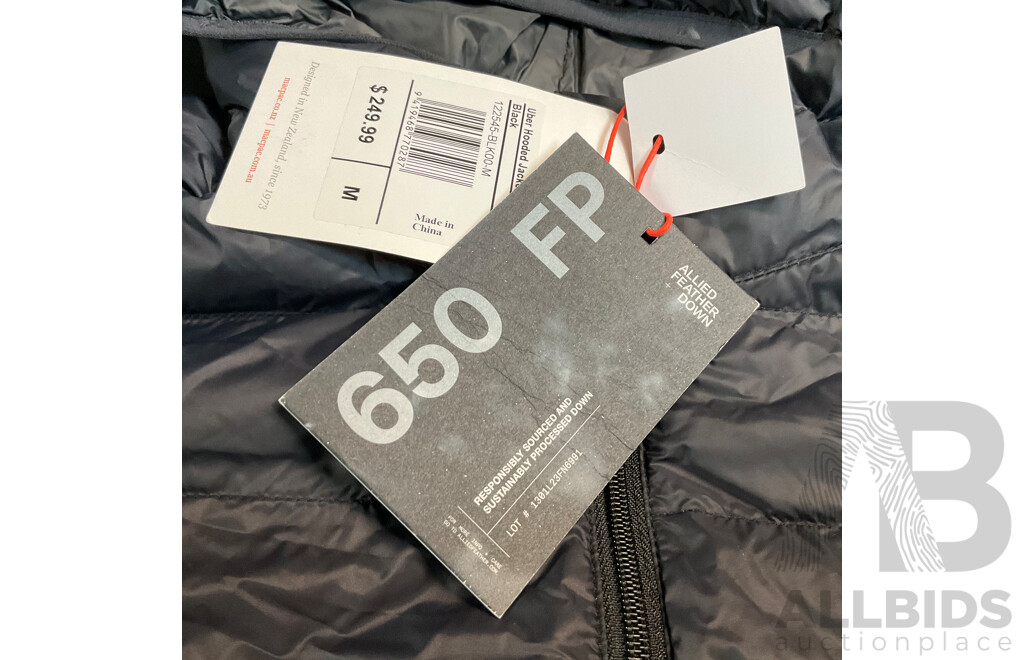 MACPAC Uber Hooded Jacket M V2 - Black - Size M - ORP$249.99
