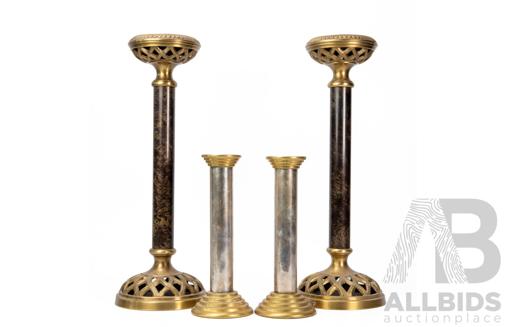 Two Pairs of Metal Candlesticks