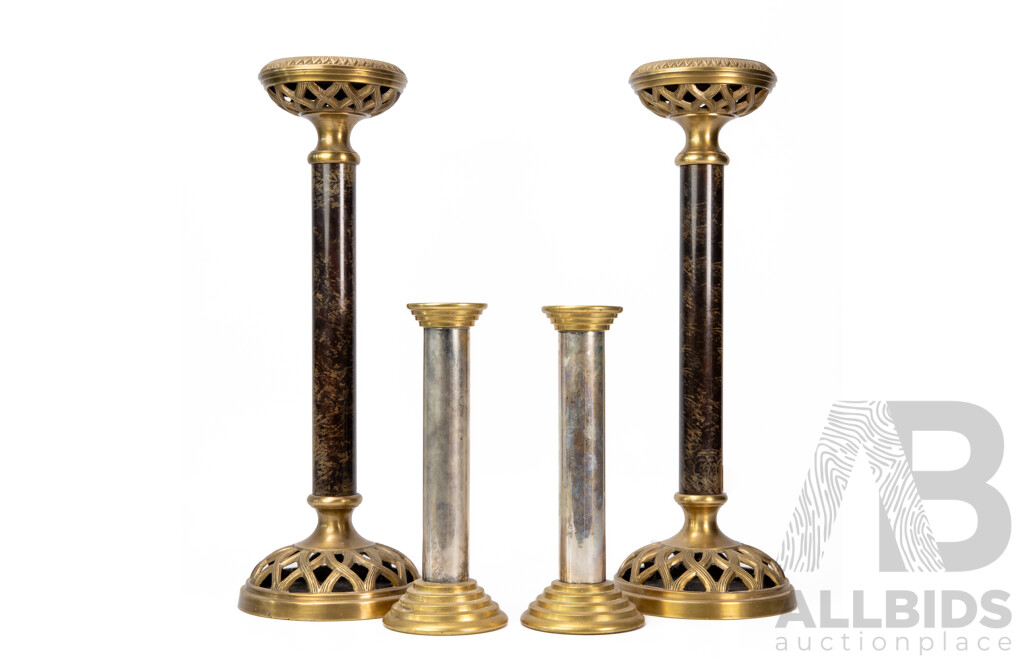 Two Pairs of Metal Candlesticks