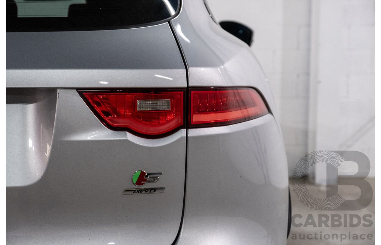 05/2018 Jaguar F-Pace 35t S (AWD 280kW) X761 MY18.5 4d Wagon Indus Silver Metallic Supercharged V6 3.0L