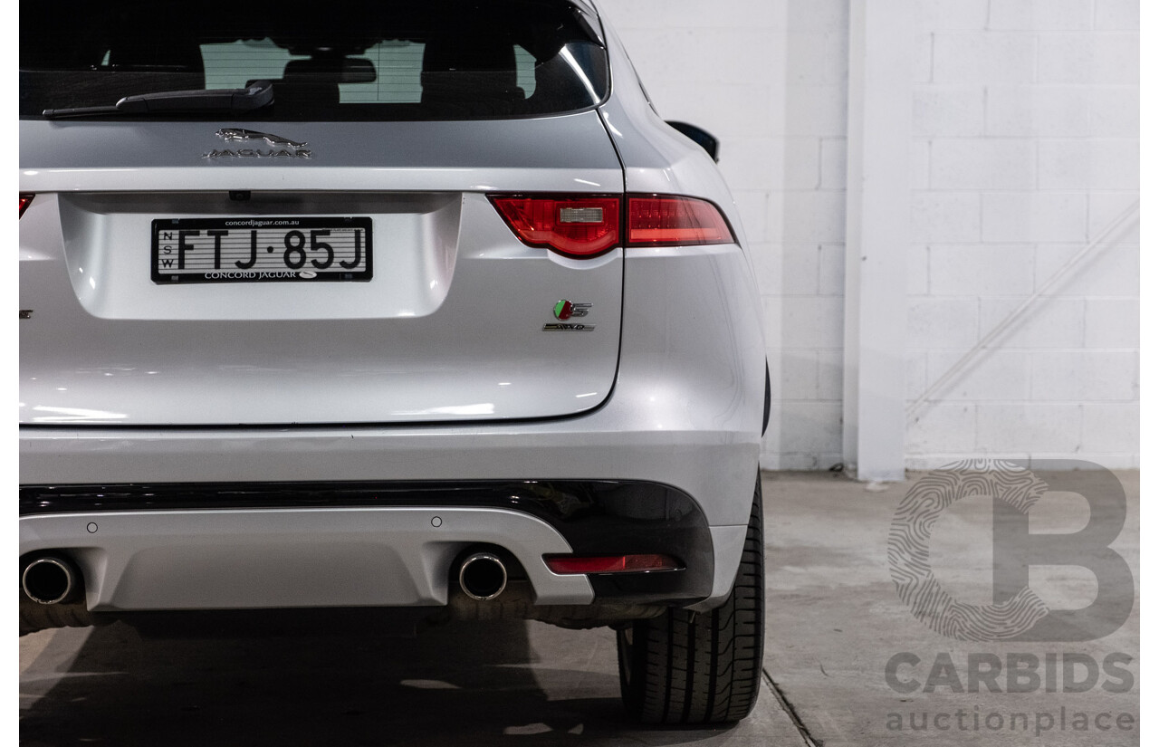 05/2018 Jaguar F-Pace 35t S (AWD 280kW) X761 MY18.5 4d Wagon Indus Silver Metallic Supercharged V6 3.0L