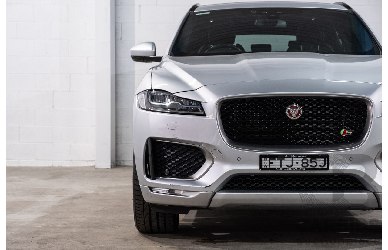 05/2018 Jaguar F-Pace 35t S (AWD 280kW) X761 MY18.5 4d Wagon Indus Silver Metallic Supercharged V6 3.0L