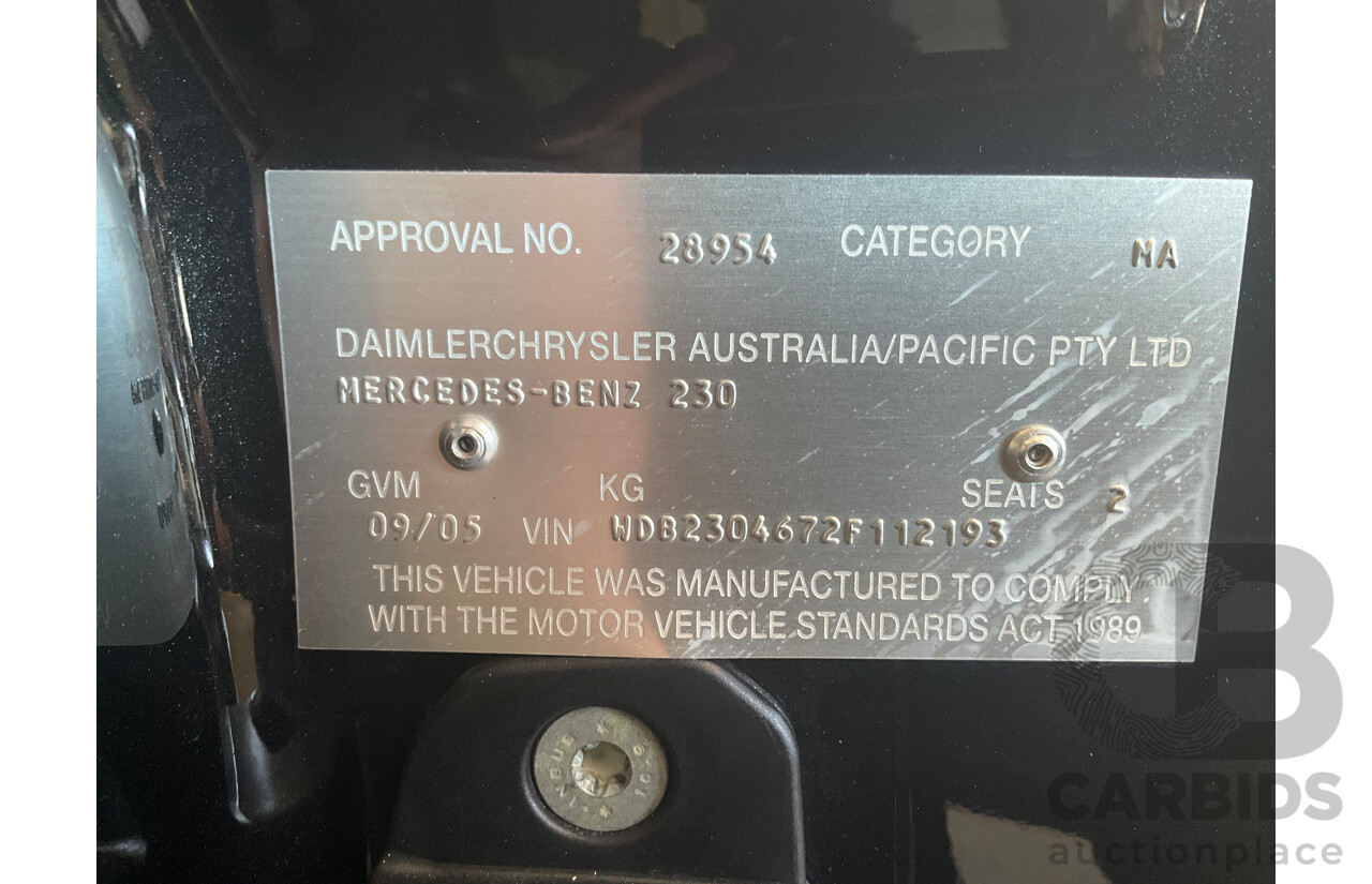 09/2005 Mercedes-Benz SL350 (RWD) R230 2D Convertible Obsidian Black Metallic V6 3.7L