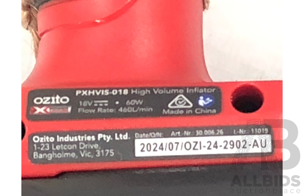 Ozito 18 Volt High Volume Cordless Inflator