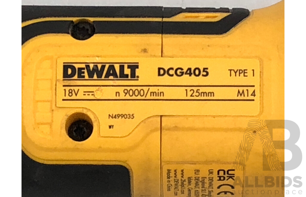 DeWalt XR 18 Volt Lithium Ion Cordless 125mm Angle Grinder - Skin Only