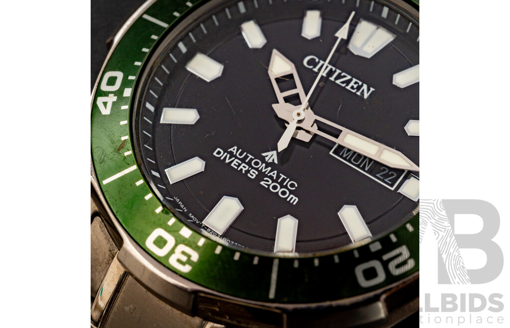 Citizen NY0071-81E Promaster Diver Automatic 43.5mm Green W Black Dial Watch - Titanium Bracelet