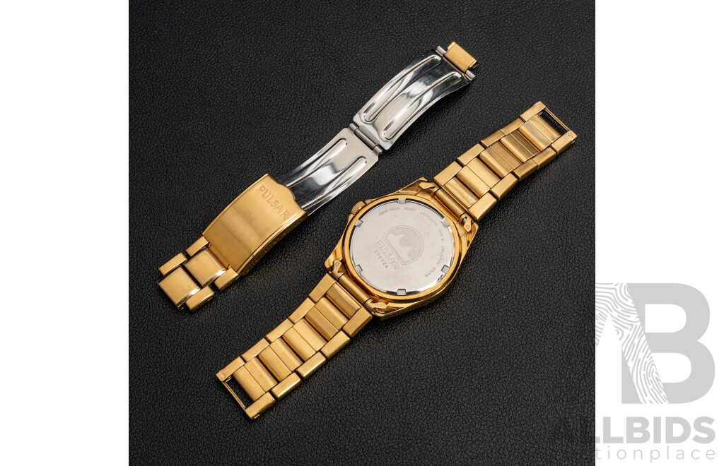 Pulsar Gents GP Quartz 38mm Stainless Steel Gold Day Date Watch