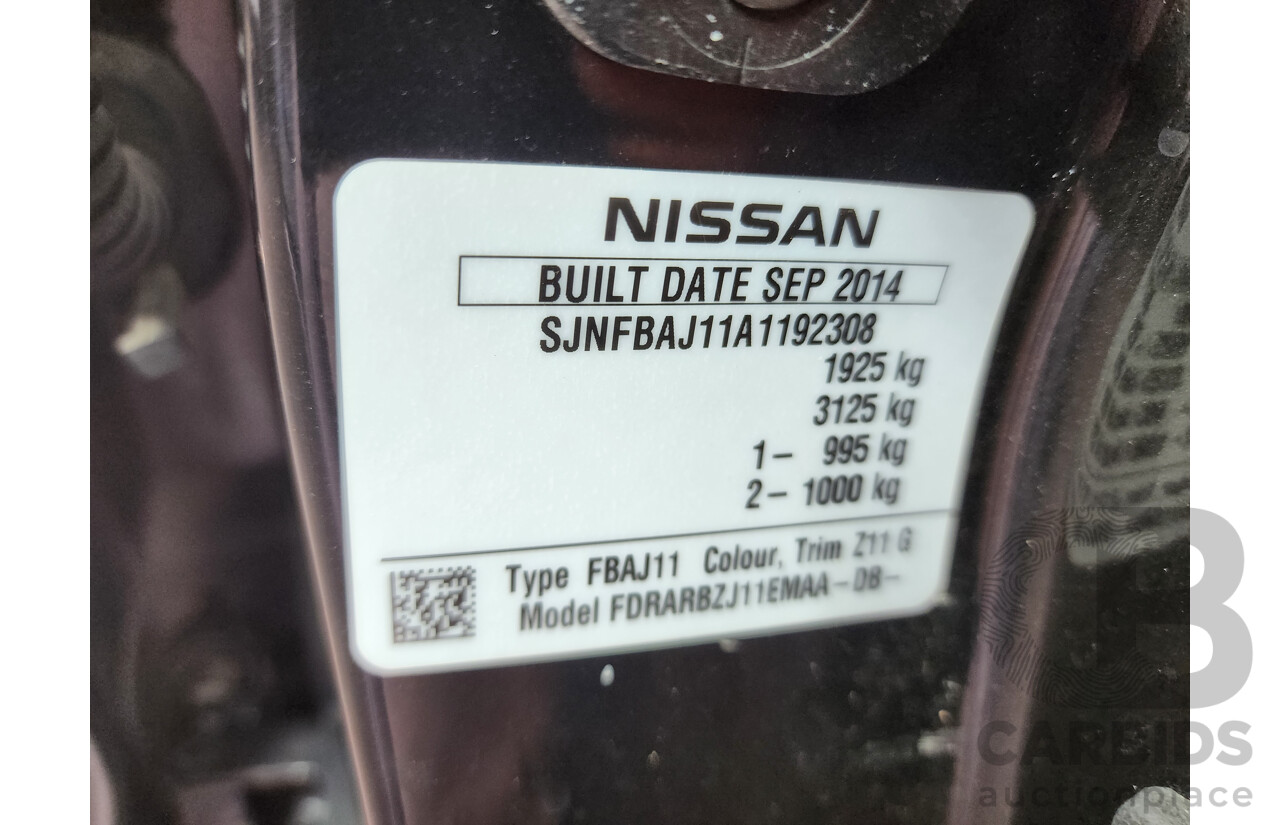 11/2014 Nissan Qashqai TI (4x2) J11 4d Wagon Black 2.0L