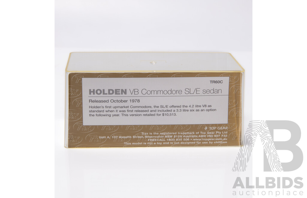 TRAX 1978 Holden VB Commodore SL/E Sedan White TR60C 1:43 Scale Model Car