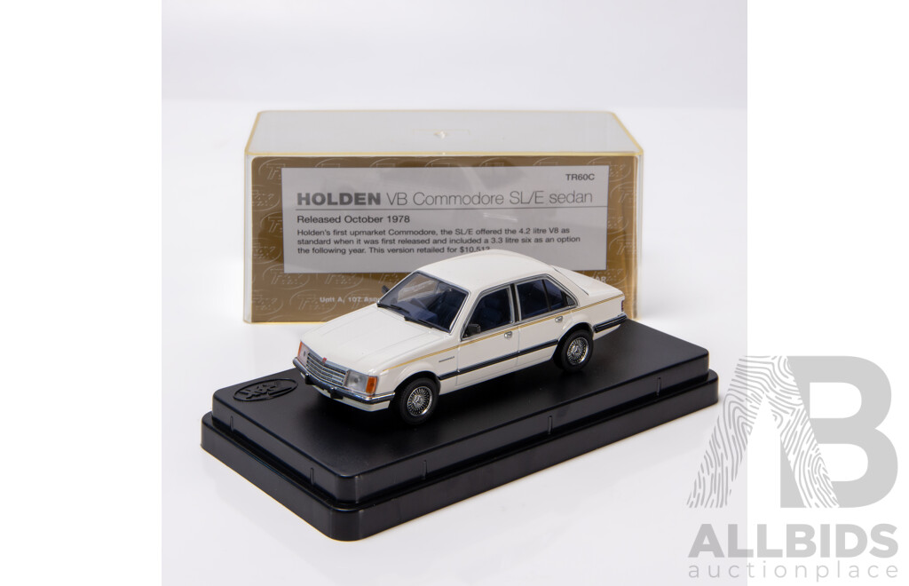 TRAX 1978 Holden VB Commodore SL/E Sedan White TR60C 1:43 Scale Model Car