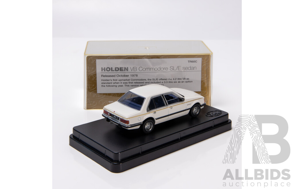 TRAX 1978 Holden VB Commodore SL/E Sedan White TR60C 1:43 Scale Model Car
