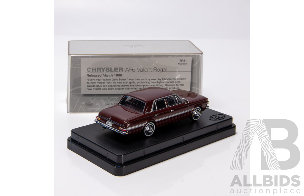 TRAX 1966 Valiant AP6 Regal Sedan Maroon TR81 1:43 Scale Model Car