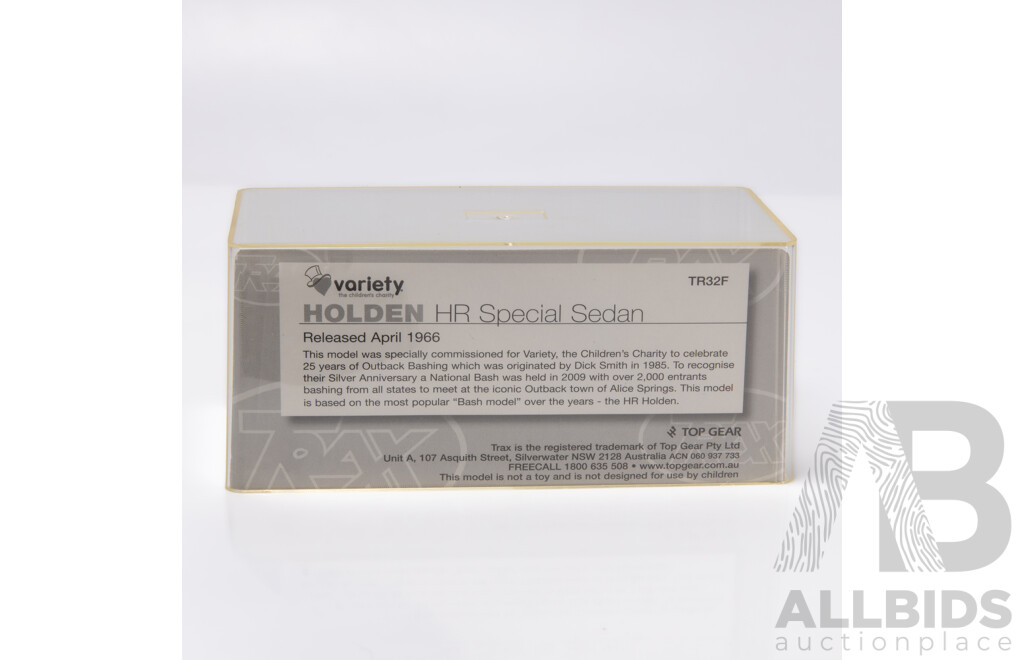 TRAX 1966 Holden HR Sedan Variety Bash Special White TR32F 1:43 Scale Model Car