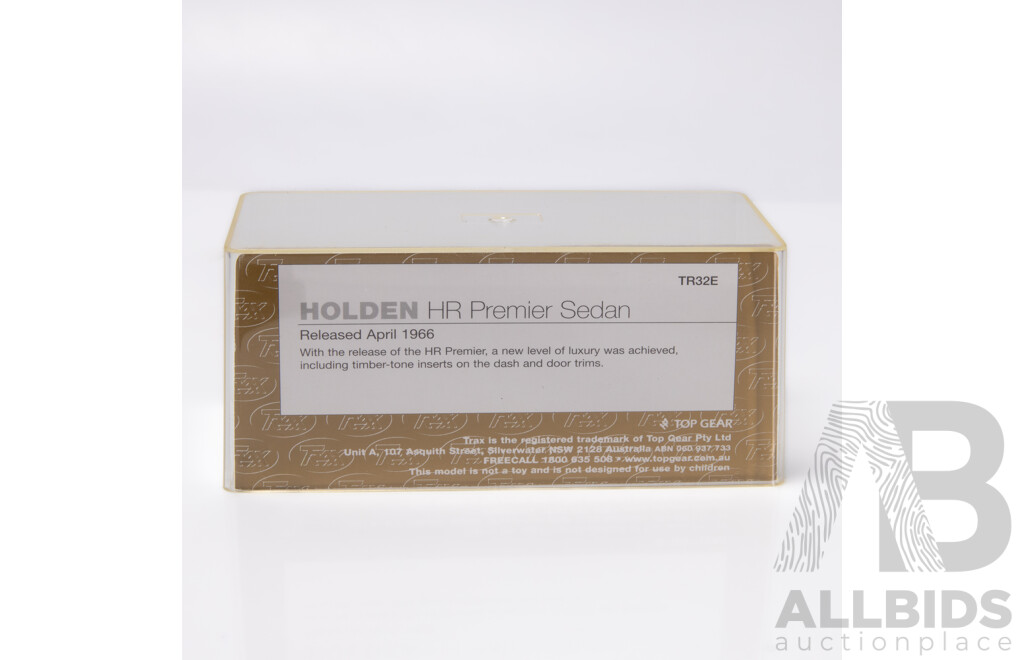 TRAX 1966 Holden HR Premier Sedan Warrigal Black TR32E 1:43 Scale Model Car