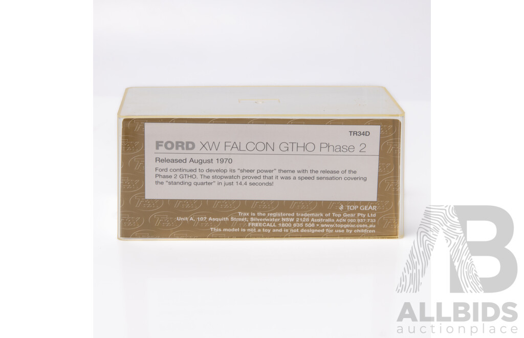 TRAX 1970 Ford XW Falcon GTHO Phase II Sedan Vermillion Fire TR34D 1:43 Scale Model Car