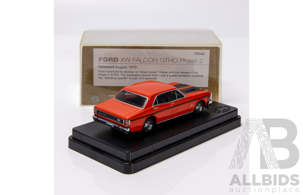 TRAX 1970 Ford XW Falcon GTHO Phase II Sedan Vermillion Fire TR34D 1:43 Scale Model Car