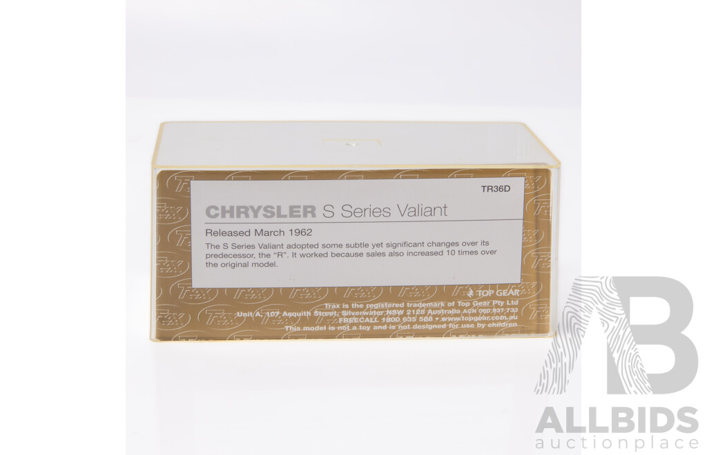 TRAX 1962 Chrysler Valiant S Series Sedan Light Blue TR36D 1:43 Scale Model Car