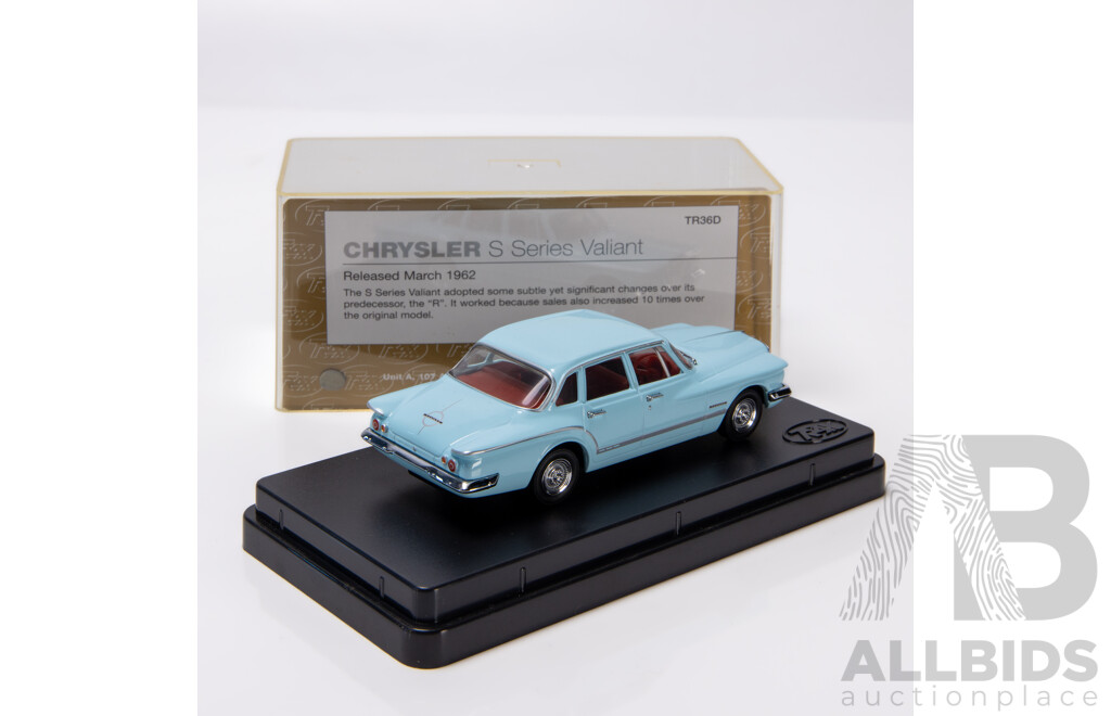 TRAX 1962 Chrysler Valiant S Series Sedan Light Blue TR36D 1:43 Scale Model Car