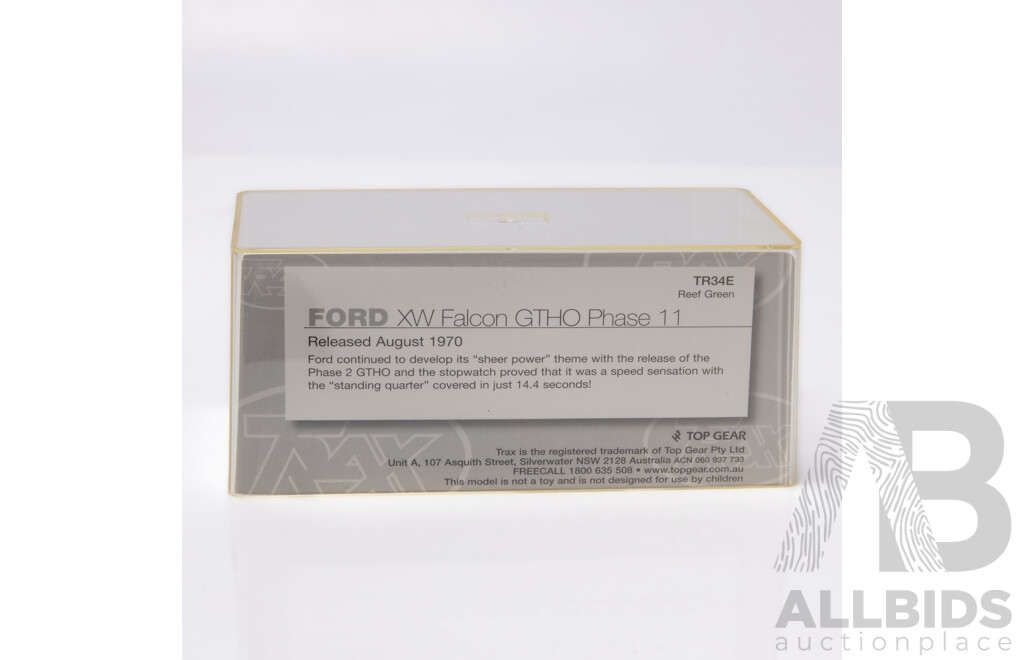TRAX 1970 Ford XW Falcon GTHO Phase II Reef Green TR34E 1:43 Scale Model Car