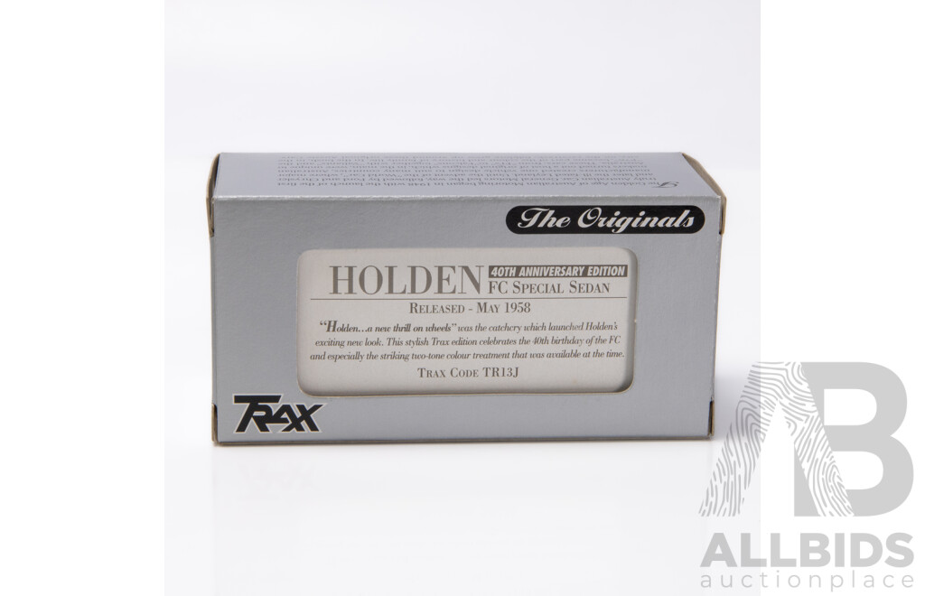 TRAX 1958 Holden FC Special Sedan 40th Anniversary Yellow / Black TR13J 1:43 Scale Model Car