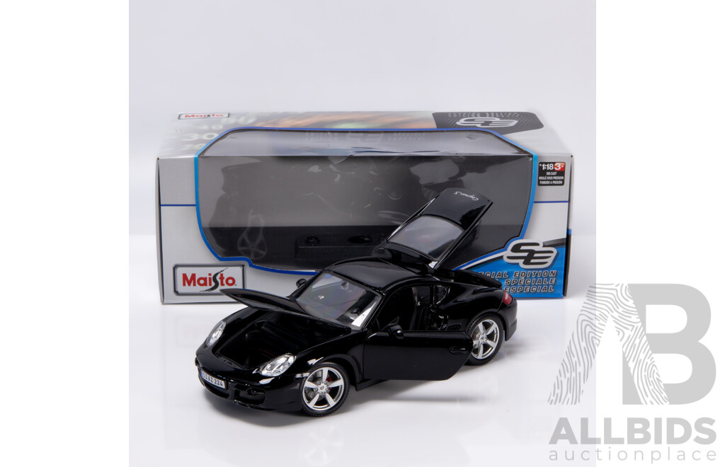 Maisto Special Edition 2008 Porsche Cayman S 987.1 Gloss Black 1:18 Scale Model Car - New