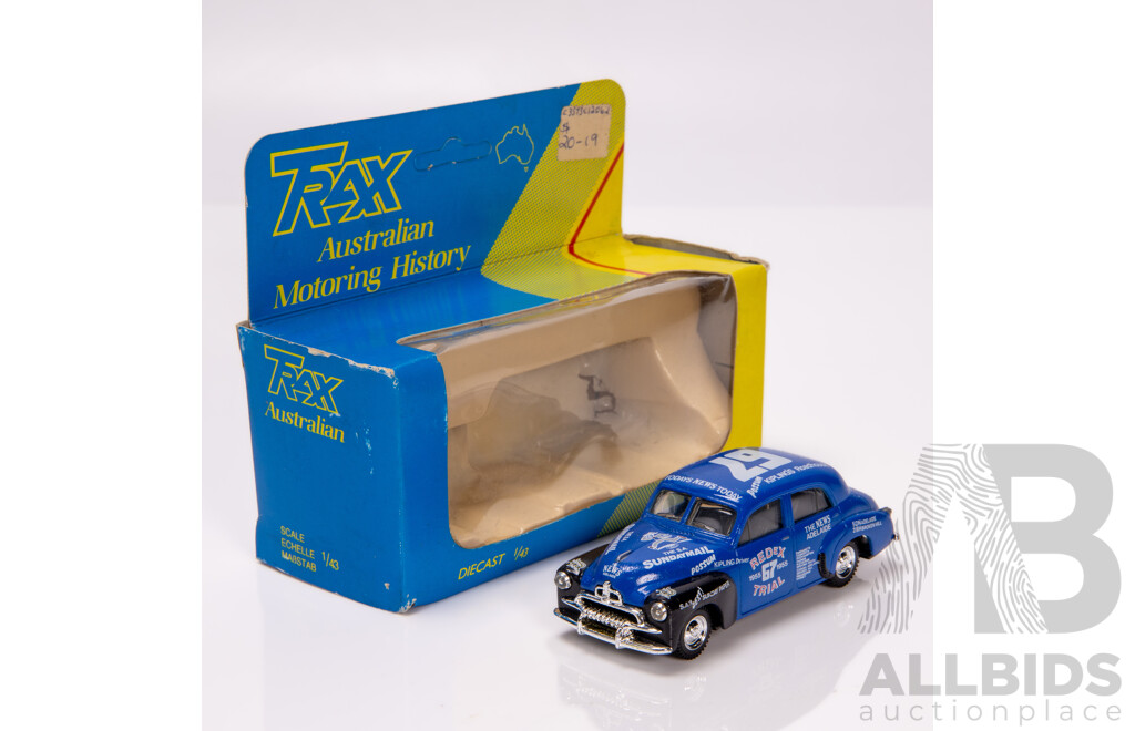 TRAX 1955 Holden FJ Sedan Redex Trial Blue 8001R 1:43 Scale Model Car