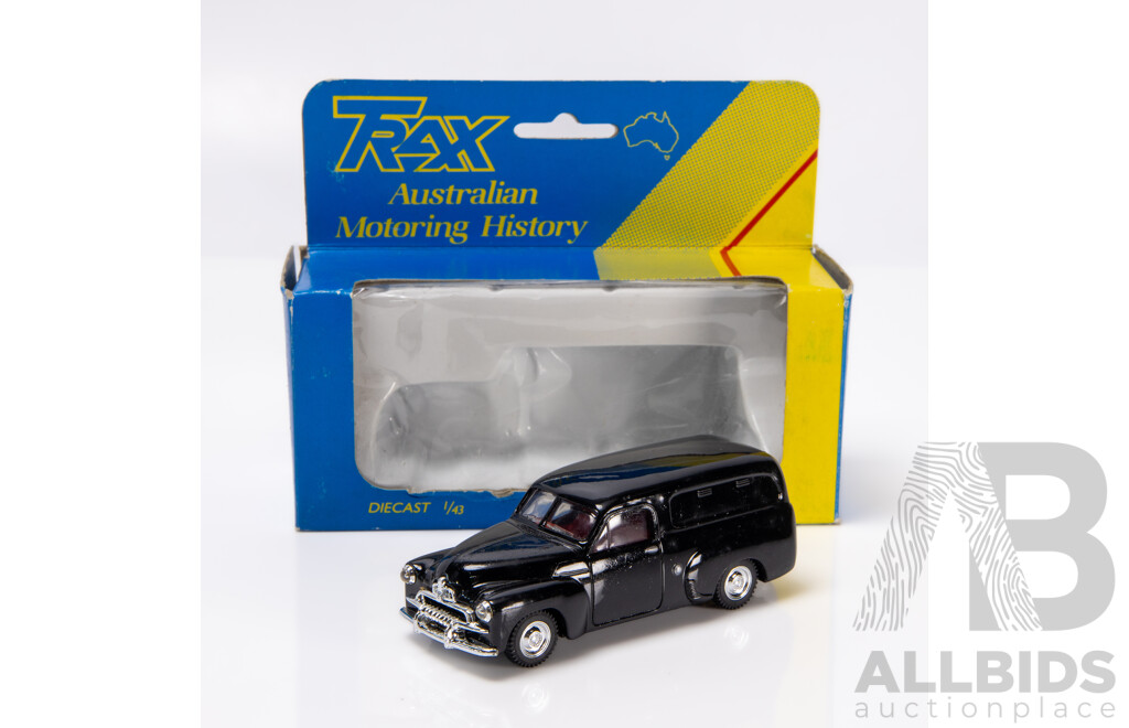 TRAX Holden FJ Panel Van Gloss Black W Red Interior 8003 1:43 Scale Model Car