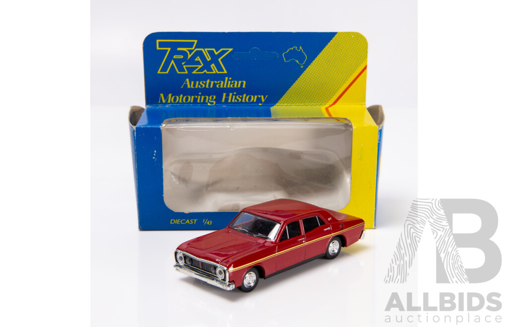 TRAX Ford XT Falcon GT Sedan Red W Gold Stripe 8005 1:43 Scale Model Car