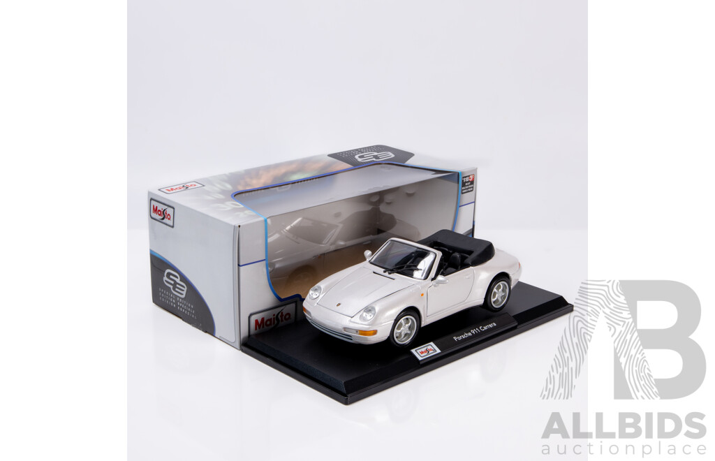 Maisto Special Edition 1994 Porsche 911 (993) Carrera Convertible Pearl White 1:18 Scale Model Car - New