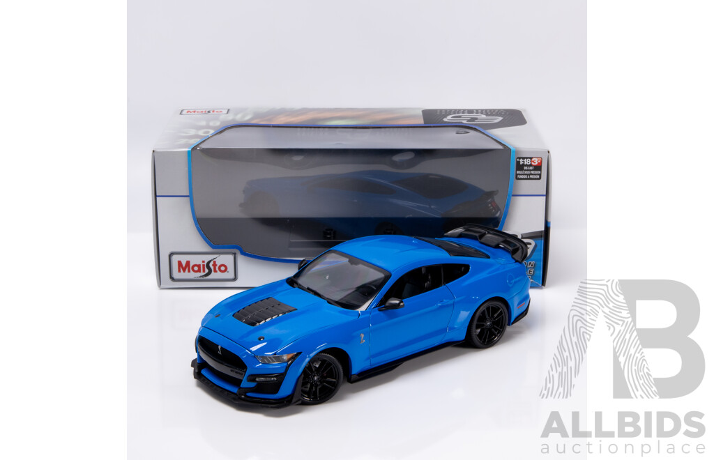 Maisto Special Edition 2020 Ford Shelby Mustang GT500 Pure Blue 1:18 Scale Model Car - New