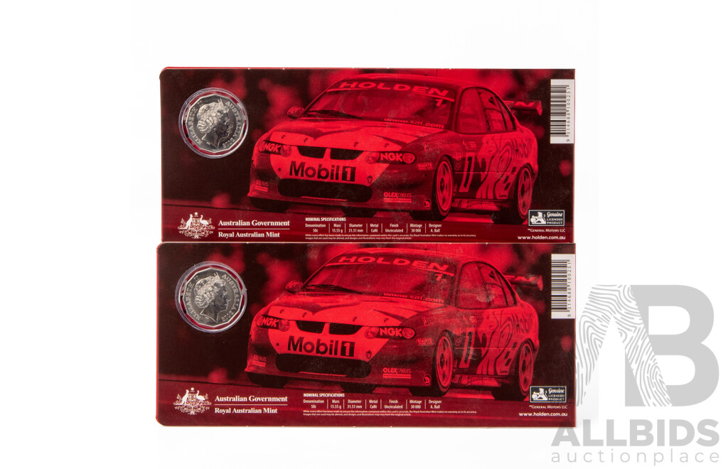 2018 50c Uncirculated Coin - 2001 Holden Commodore VX Mark Skaife - Pair (2)