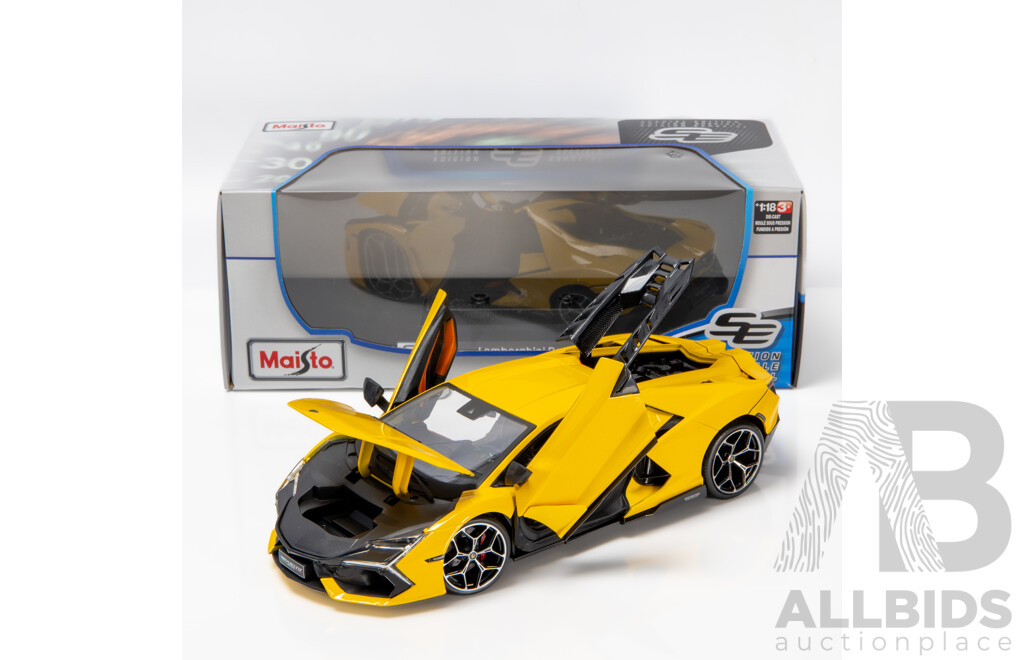 Maisto Special Edition 2023 Lamborghini Revuelto Giallo Yellow 1:18 Scale Model Car - New