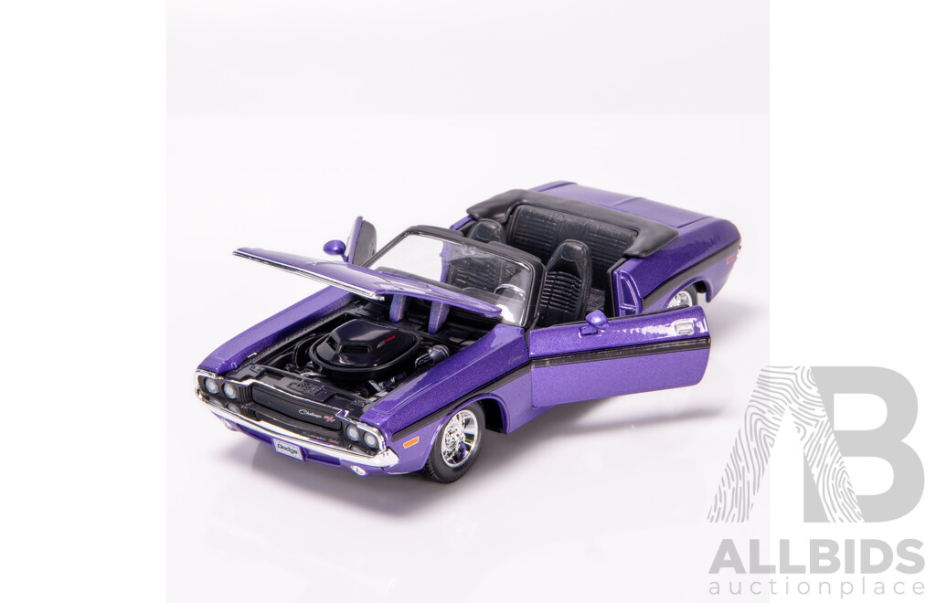 Maisto Special Edition 1970 Dodge Challenger R/T Convertible Metallic Purple 1:24 Scale Model Car - New