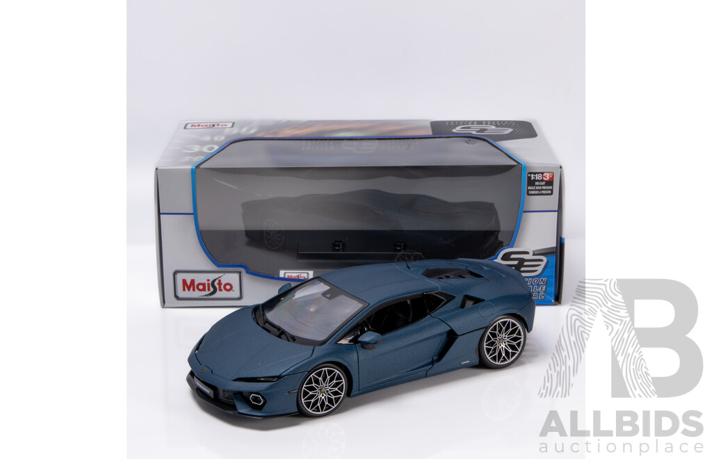 Maisto Special Edition 2024 Lamborghini Temerario Matte Blue 1:18 Scale Model Car - New