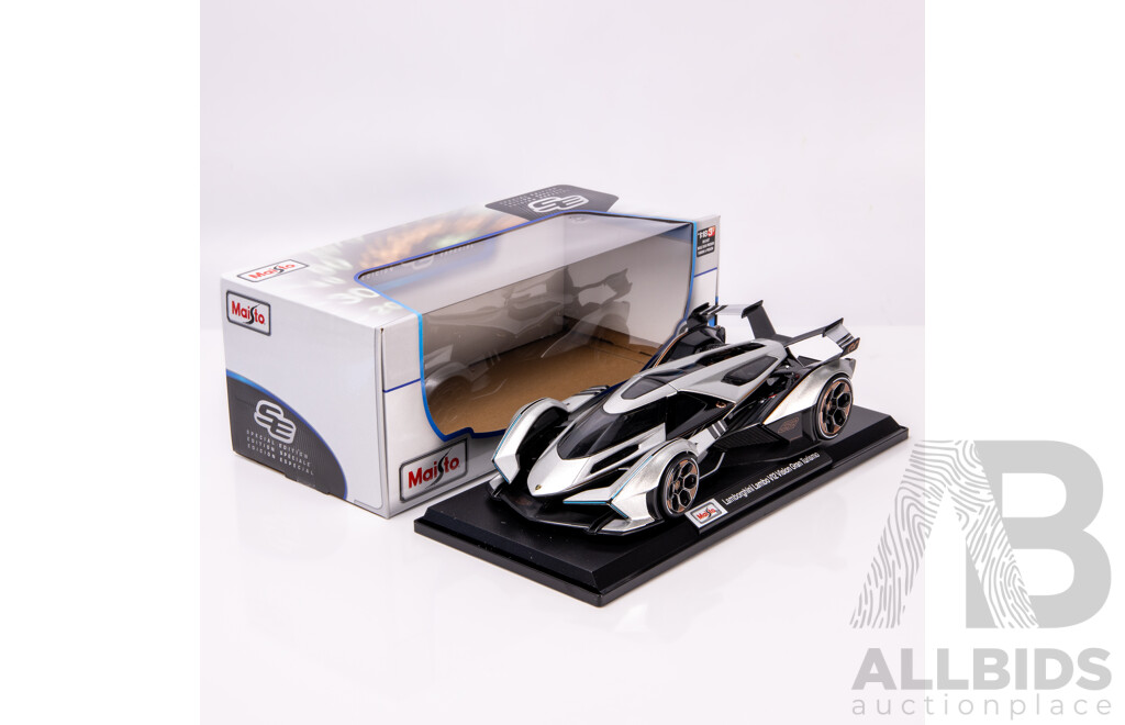 Maisto Special Edition 2020 Lamborghini Lambo V12 Vision Gran Turismo Metallic Silver 1:18 Scale Model Car - New