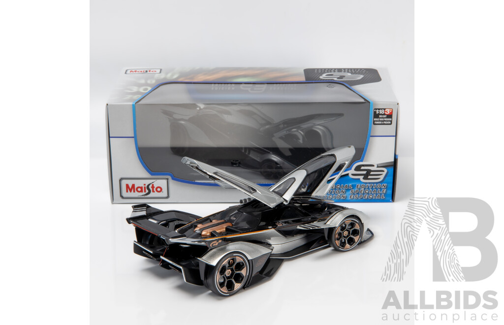 Maisto Special Edition 2020 Lamborghini Lambo V12 Vision Gran Turismo Metallic Silver 1:18 Scale Model Car - New