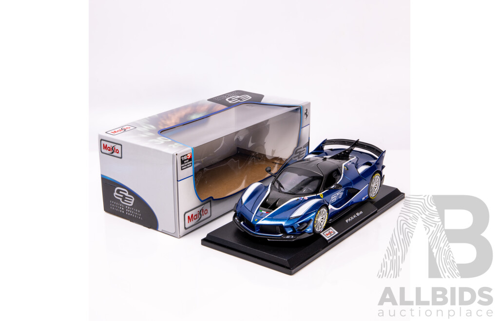 Maisto Special Edition 2017 Ferrari FXX-K Evo Metalic Blue 1:18 Scale Model Car - New