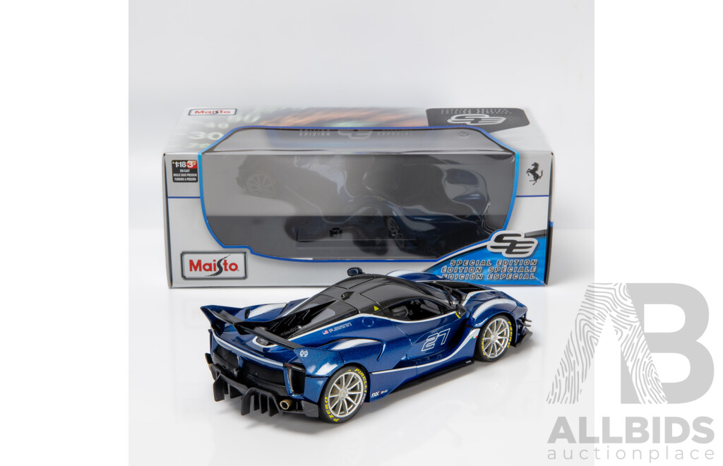 Maisto Special Edition 2017 Ferrari FXX-K Evo Metalic Blue 1:18 Scale Model Car - New