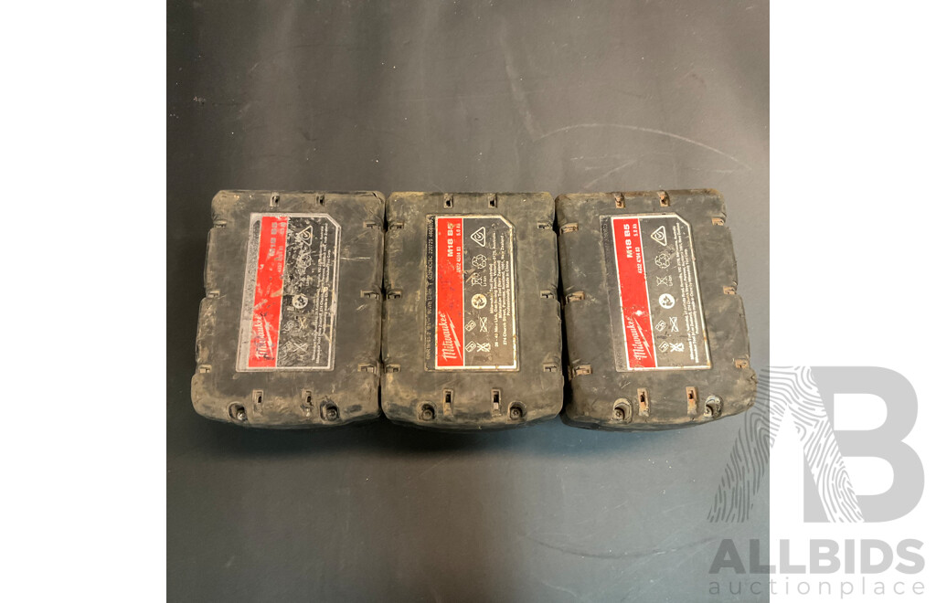 Milwaukee M18B5 18V 5.0Ah Li-Ion RED LITHIUM Battery - Lot of 3