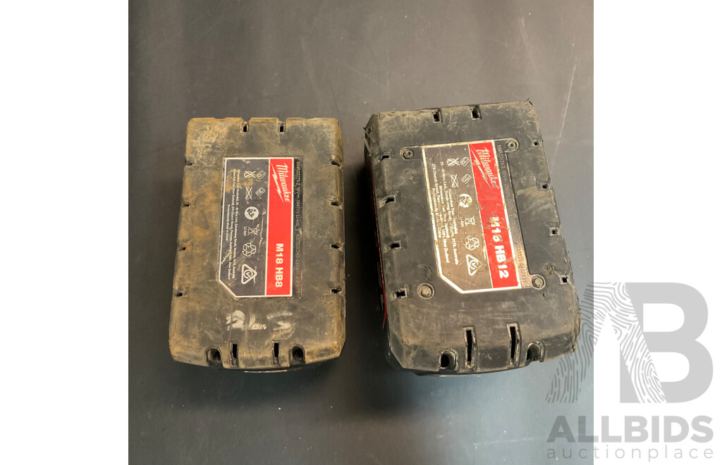 Milwaukee M18HB8 & M18HB12 18VRED LITHIUM Battery - Lot of 2