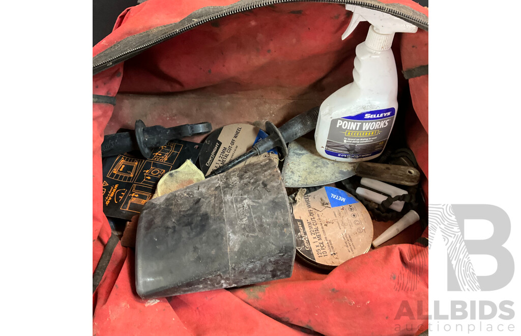 Three Makita Power Tools with Hand Tools in Milwaukee Carry Bag