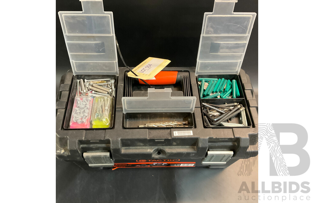 Assorted Tools and Hardware in Tactix Tool Box
