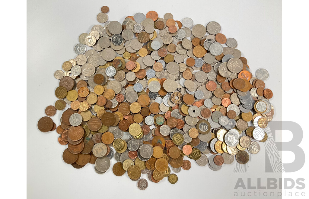 Collection of International Coins Including USA, Cuba, Costa Rica, New Zealand, Caribbean, Thailand, Malaysia, France Hong Kong, Australia, Israel, Fiji Canada - Approximately 3.3 Kilograms