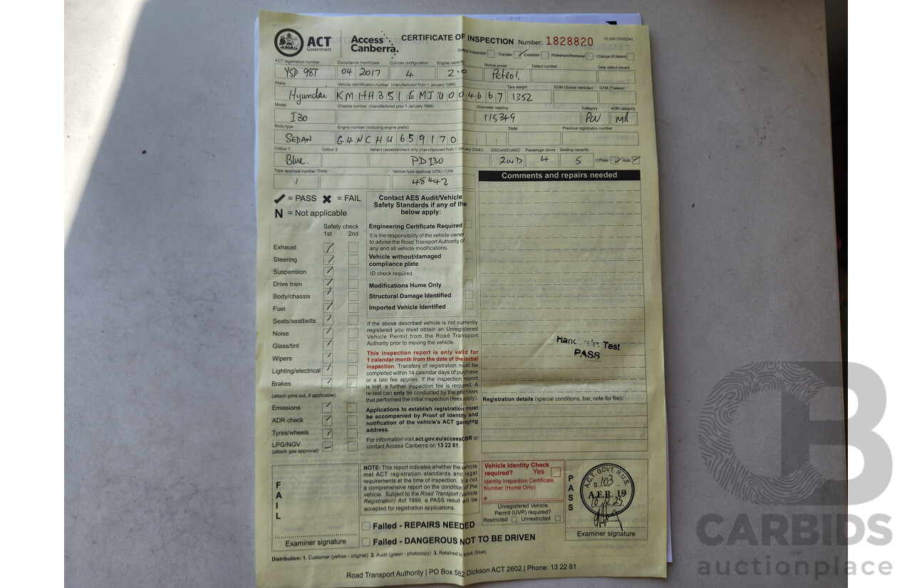 4/2017 Hyundai i30 Active PD MY17 5d Hatchback Blue 2.0L