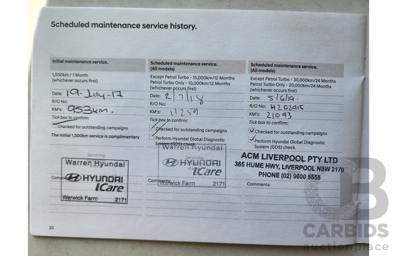 4/2017 Hyundai i30 Active PD MY17 5d Hatchback Blue 2.0L