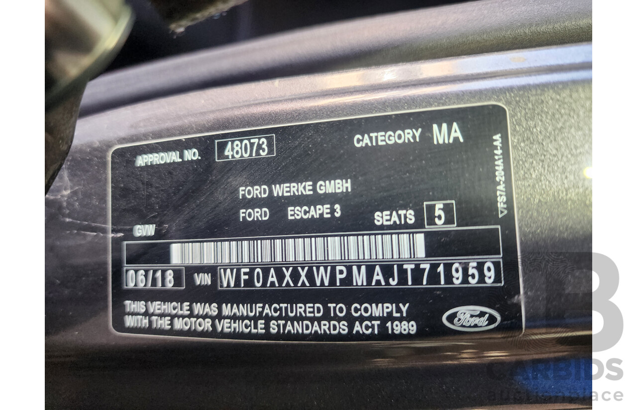 6/2018 Ford Escape Trend ZG MY18 4d Wagon Grey 1.5L